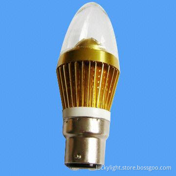 3W LED Candle Bulb Lights with E14/E27/E26/B22 Base Types